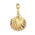 Goldener Muschel-Anhänger aus Titanstahl mit 18k Goldbeschichtung für DIY-Schmuck - Nackte Muschel 1 mit Federverschluss / Gold
