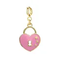Elegant pink enamel heart padlock charm with golden star details for DIY necklaces and bracelets - Pink Heart Lock Style (Gold Clasp) / 19x13mm