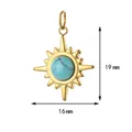 Detail view showing 16mm x 19mm dimensions of the sun pendant accessory. - Sun Shape - Turquoise (8)