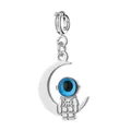 Ciondolo astronauta e luna crescente in acciaio inossidabile con dettaglio blu. - Astronauta Stella Argento con Chiusura a Molla / Argento