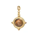 Gold titanium steel pendant with round brown natural stone for creative DIY jewelry making - Geometric Round Spring Clasp / Original Color (Brown)