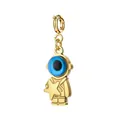 Pendaglio astronauta in acciaio dorato con casco malocchio blu e dettaglio a stella - Astronauta Stella Oro con Chiusura a Molla / Oro