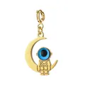 Ciondolo astronauta luna in acciaio dorato con dettaglio occhio blu per creazione gioielli DIY - Astronauta Luna Oro con Chiusura a Molla / Oro