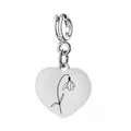 Ciondolo a cuore in acciaio inox argento con incisione di bucaneve per collane fai da te - Motivo Bucaneve di Gennaio / 1 Pezzo (Con Chiusura a Molla) / Argento