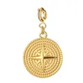 Gold stainless steel eight-pointed star round pendant charm for jewelry DIY jewelry - Beaded Edge Round Plate Style (Spring Clasp) / Gold