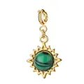 Ciondolo sole in acciaio inossidabile dorato con intarsio in pietra verde malachite - Forma di Sole - Malachite - Con Chiusura (2-1)