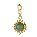 Elegant gold-plated stainless steel sun charm featuring a natural green stone center - Sun Shape - Aventurine - With Clasp (3-1)