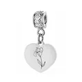 Ciondolo a cuore personalizzato in acciaio inossidabile con fiore di iris inciso - Motivo Iris di Febbraio / 1 Pezzo (Con Gancio) / Argento