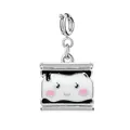 Grazioso ciondolo marshmallow s'mores per bracciali e creazione di gioielli fai-da-te - Stile Biscotto Sandwich (Chiusura Argentata) / Argento