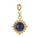 Golden stainless steel sun charm pendant featuring a round blue natural lapis lazuli stone - Sun Shape - Lapis Lazuli - With Clasp (4-1)