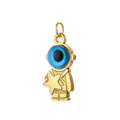 Goldener Edelstahl Astronaut Anhänger mit blauem bösem Blick und Sternen Design - Stern Astronaut Gold mit Bindering / Gold