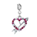 Exquisite silver Cupid's arrow heart charm with sparkling red rhinestones for DIY jewelry - Silver Hollow Heart Red Rhinestone Style (2-3) / 16x15mm