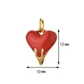 Vista dettagliata del pendente cuore in smalto rosso di 12 mm per 10 mm - Stile Cuore Smalto Rosso / Con Anello Chiuso