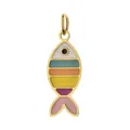 Ciondolo a pesce a strisce colorate in acciaio inossidabile placcato oro 18K DIY - Pesce colorato / un solo ciondolo, senza catena
