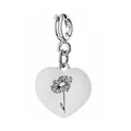 Pendentif cœur en acier inoxydable poli avec fleur de marguerite gravée pour bijoux DIY - Motif Marguerite d'Avril / 1 Pièce (Avec Fermoir à Ressort) / Argent