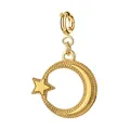 Elegante gouden maan en ster hanger met korrelige textuur voor DIY sieraden maken - Maan & Ster / Met veersluiting