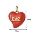 Detailed product view of a red heart stainless steel pendant charm showing 14mm measurements - Love Letter Red Heart Style / With Closed Ring