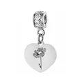 Pendentif cœur minimaliste en acier inoxydable avec marguerite pour création de bijoux - Motif Marguerite d'Avril / 1 Pièce (Avec Bélière) / Argent