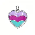 Colorful three-tier enamel heart pendant in purple pink and teal for DIY jewelry - Purple Rose Green Three-Color Rainbow Heart Style (3-2)