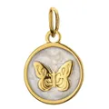 18K gold plated stainless steel circular pendant with embossed 3D butterfly design - Butterfly Round Tag / Pendant Only (Without Chain)
