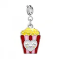 Colorful popcorn enamel charm with cute heart face for DIY bracelets and handmade jewelry - Popcorn Style (Silver Clasp)