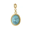 Elegant oval natural turquoise stone pendant with gold-plated stainless steel clasp - Oval Shape - Turquoise - With Clasp (5-1)