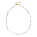 Elegant beaded necklace with natural crystal stones and golden stainless steel beads - Light Blue Irregular Crystal Chain (DSC_5675)