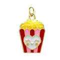 Adorable popcorn bucket charm pendant with heart face for DIY bracelet and earring making - Popcorn Style (Gold Ring)