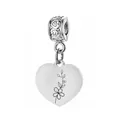 Pendentif cœur en acier inoxydable avec gravure de fleur de naissance pour bracelets - Motif Muguet de Mai / 1 Pièce (Avec Bélière) / Argent