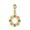 Pendentif couronne de fleurs colorées en acier inoxydable doré pour bijoux DIY - Guirlande de fleurs / Fermoir à anneau ressort / Coloré