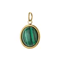 Oval gold-plated stainless steel pendant with green malachite stone inlay - Oval Shape - Malachite (6)