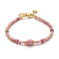 Handmade rhodochrosite natural stone beaded bracelet with an adjustable gold chain. - Pink Rhodochrosite Faceted Style (DSC_5632)