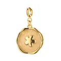 18K gold plated stainless steel flower pendant charm with textured beige enamel inlay - Yellow Flower Irregular Plaque / With Spring Clasp