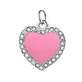 Elegant heart-shaped alloy pendant with pink enamel and rhinestones for DIY jewelry - Silver Frame Pink Heart With Zirconia Style (4-2)