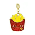 Cute enamel French fries charm pendant for DIY jewelry, red and yellow glitter finish. - French Fries Style (Gold Clasp)