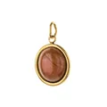 Stainless steel oval pendant featuring a polished reddish-brown natural stone inlay - Oval Shape - Red Jasper (7)