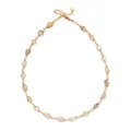 Natural rutilated crystal stone beaded necklace with dopamine style gold accents - Light Yellow Rutilated Quartz Chain (DSC_5677)