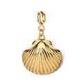 Eleganter 18 Karat vergoldeter Titanstahl Muschelanhänger für DIY Schmuckzubehör - Nackte Muschel 2 mit Federverschluss / Gold