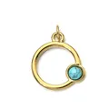 Pendentif circulaire DIY en acier inoxydable plaqué or 18 carats avec pierre turquoise - Pendentif Anneau Circulaire / Or avec pierre cyan