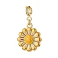 Exquisite stainless steel golden daisy flower pendant with yellow and white enamel details - White Daisy with Spring Clasp (6-1)