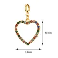 Colgante de corazón de acero inoxidable dorado de 15mm con cristales de colores - Colored diamond heart / Con cierre de resorte