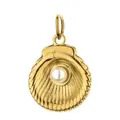 Exquisiter, 18 Karat vergoldeter Titanstahl-Muschelanhänger mit Perle in der Mitte - Muschel & Perle Anhänger / Muschelperle 2