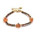 Retro ethnic style tiger eye and orange agate beaded bracelet with gold-tone adjustable chain - Tiger Eye with Orange Irregular Agate (DSC_5629)