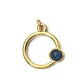 Pendentif circulaire en acier inoxydable doré 18K avec une pierre naturelle bleue - Pendentif Anneau Circulaire / Or avec Zircone Bleue