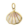 Eleganter 18k vergoldeter Muschel-Anhänger aus Titanstahl mit weiß-lila Emaille-Inlay - Rosa Muschel-Anhänger / Rosa Muschel