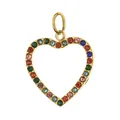 Colgante de corazón en acero inoxidable dorado con cristales de colores para joyería DIY - Colored diamond heart / Without Clasp
