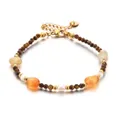 Ethnic style tiger eye and orange agate beaded bracelet with pearls and gold chain. - Tiger Eye and Agate with Artificial Pearl Splicing (DSC_5630)