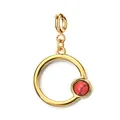 Pendentif circulaire en acier inoxydable doré avec incrustation de pierre rouge - Pendentif Anneau à Ressort / Or avec pierre rouge tachetée