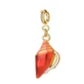 Vibrant red and orange enamel conch shell pendant with gold plated lobster clasp - Red Conch With Spring Clasp