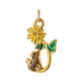 Enamel daisy and monkey pendant in gold finish for DIY jewelry - Monkey and Yellow Daisy (8)